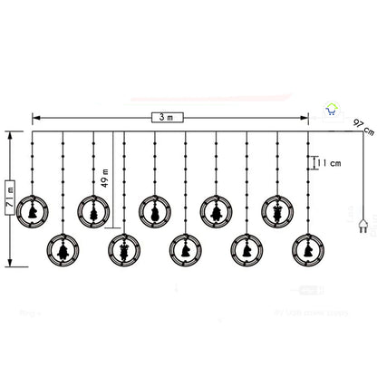 Cortina Intercalada Navidad 3 mts