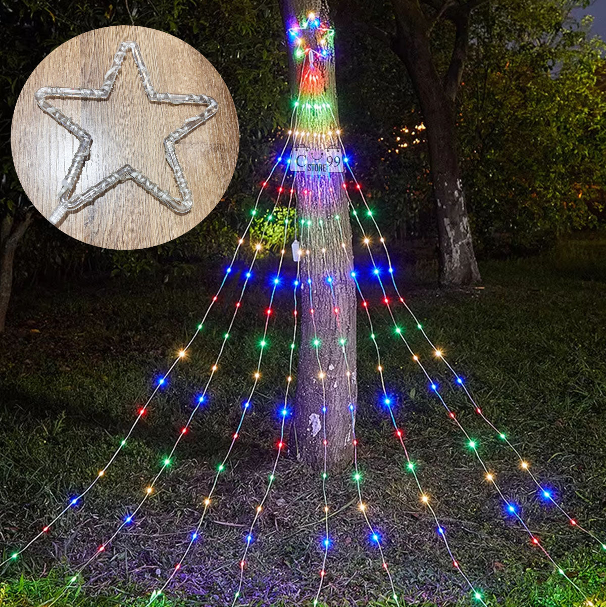 Estrella Luz LED Con Cascada De 3 mts