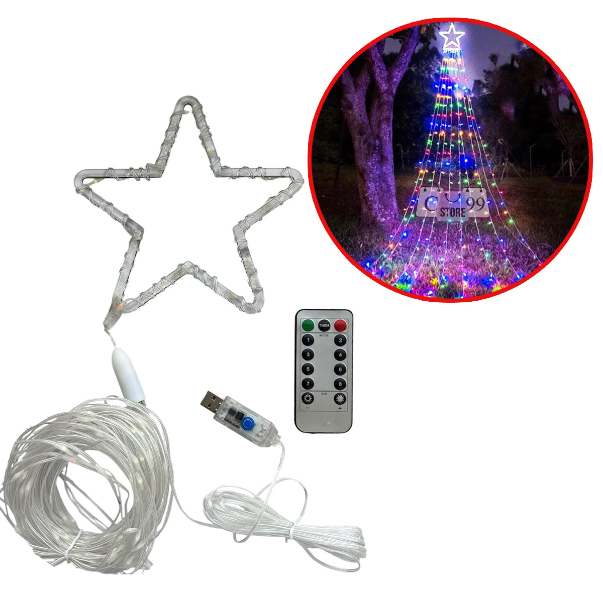 Estrella Luz LED Con Cascada De 3 mts