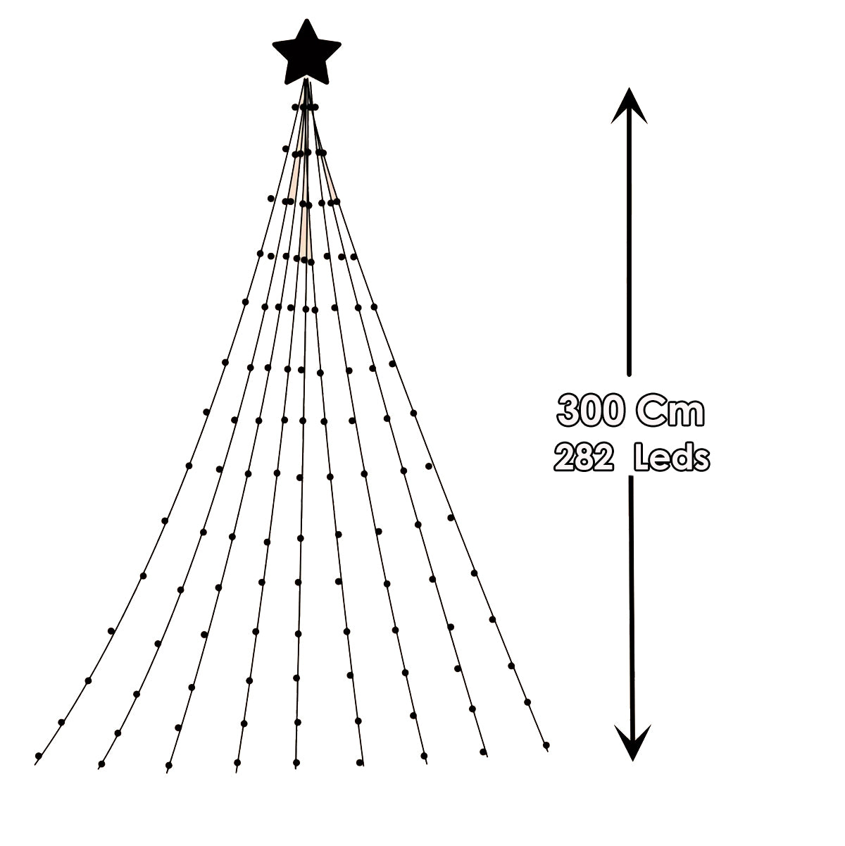 Estrella Luz LED Con Cascada De 3 mts